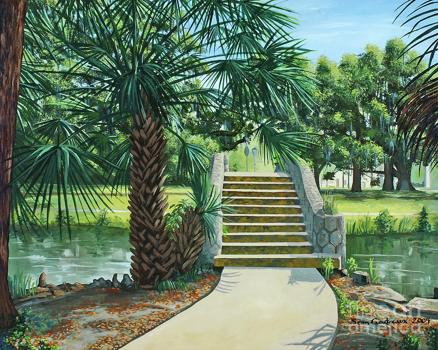 New Orleans Painting - City Park Bridge 1 by Sean Gautreaux