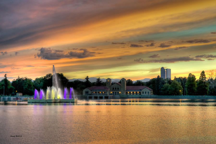 City Park Fountain at Sunset Photograph by Stephen Johnson