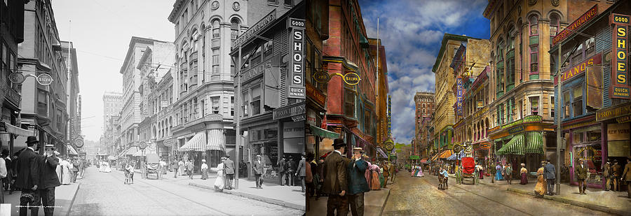 City - Providence RI - Living in the city 1906 - Side by Side Photograph by Mike Savad