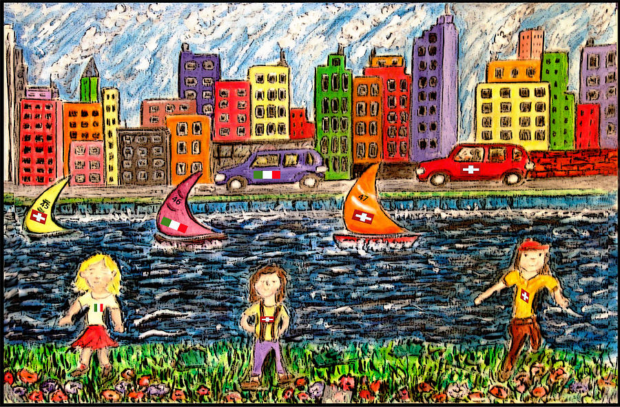 City Race Painting by Monica Engeler