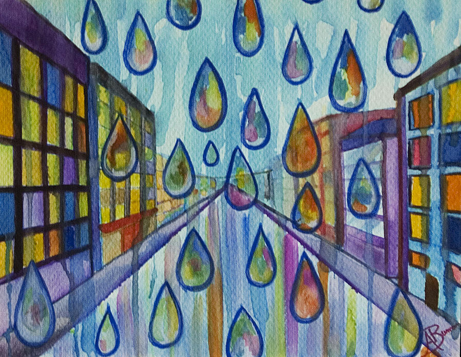 Abstract Painting - City Rain by Angelique Bowman