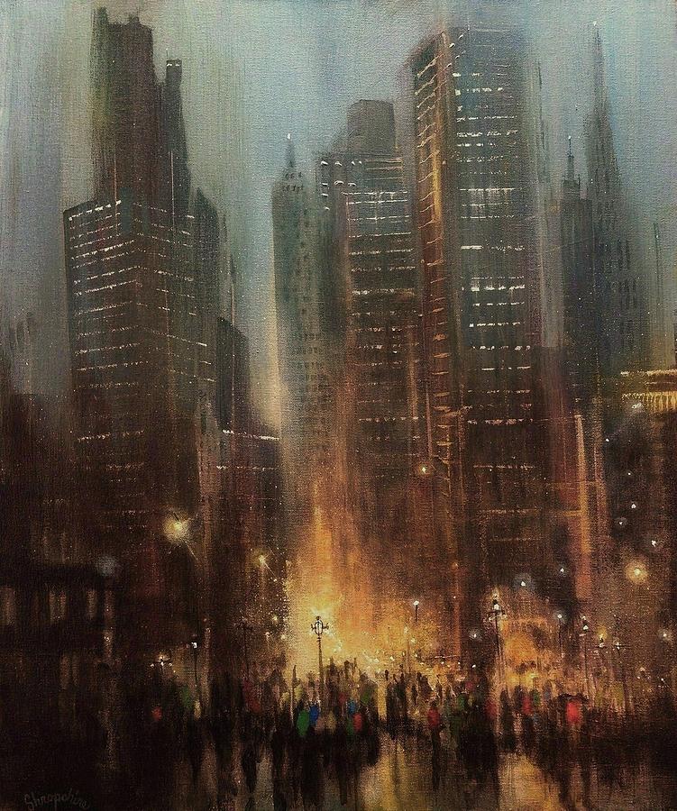 City Rain Painting by Tom Shropshire