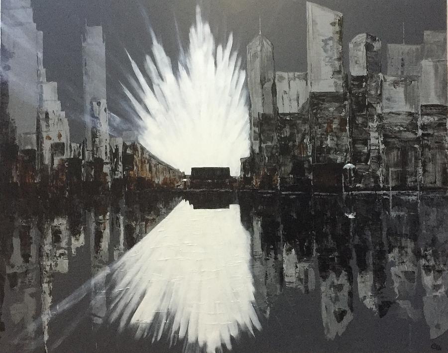 City Scape Painting - City reflections by Chris Bishop