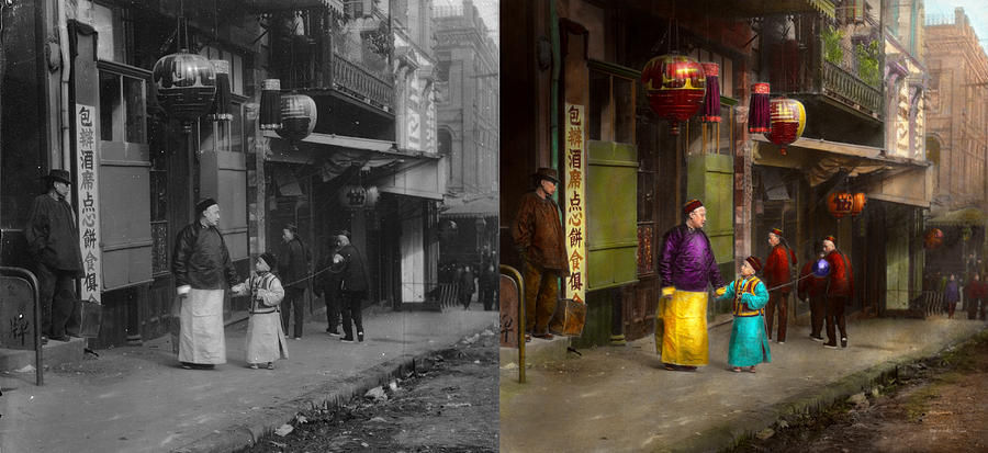 City - San Francisco - Chinatown - Visiting the commoners 1896-06 - Side by Side Photograph by Mike Savad