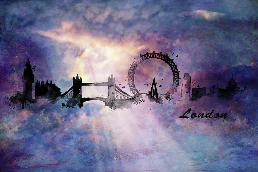City skyline - London Painting by Lilia S