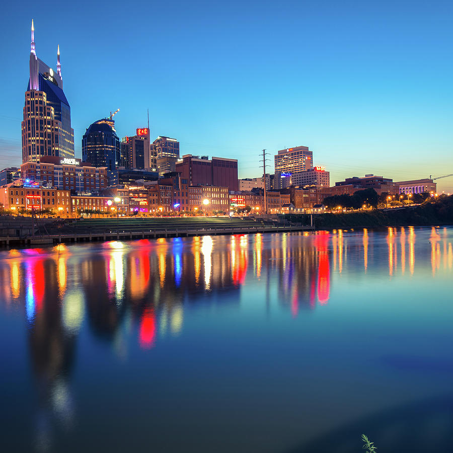 City Skyline of Nashville Tennessee - Square Art Photograph by Gregory Ballos