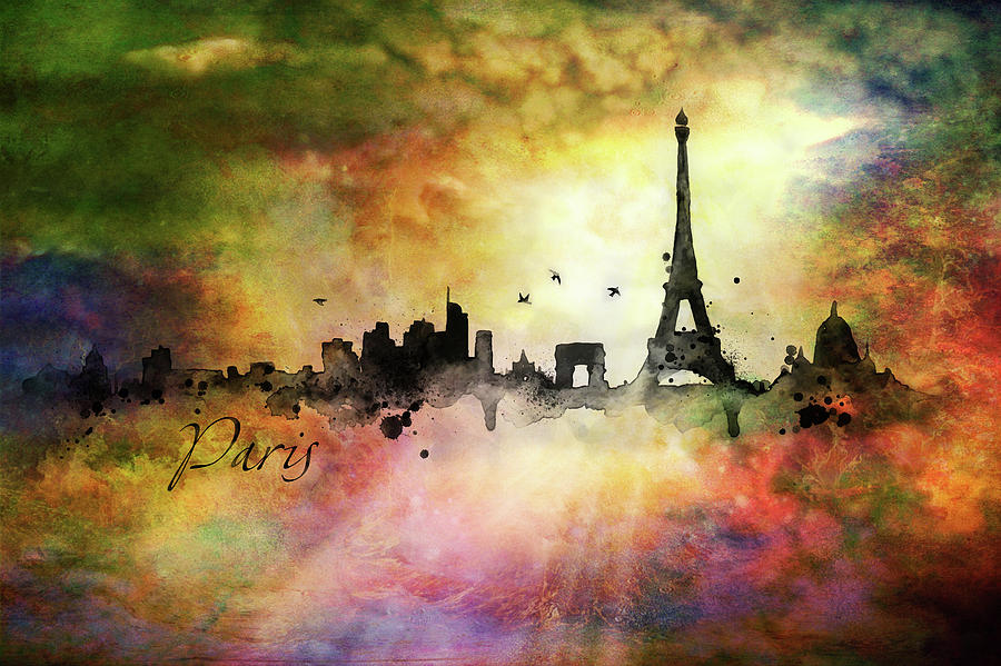 City Skyline - Paris Painting by Lilia S