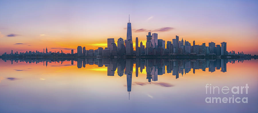 City Skyline Reflections Panorama Photograph by Michael Ver Sprill