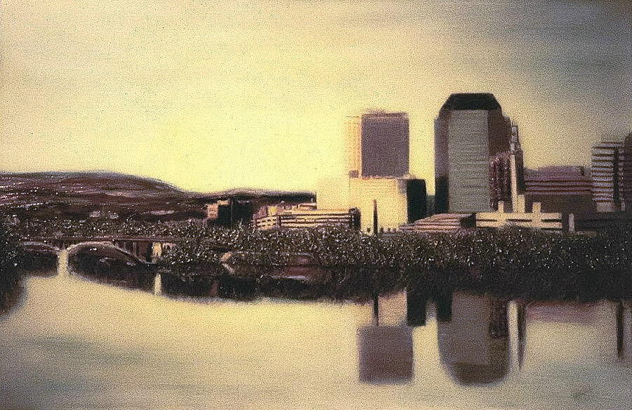 City Skyline Reflections Painting by Richard Nowak