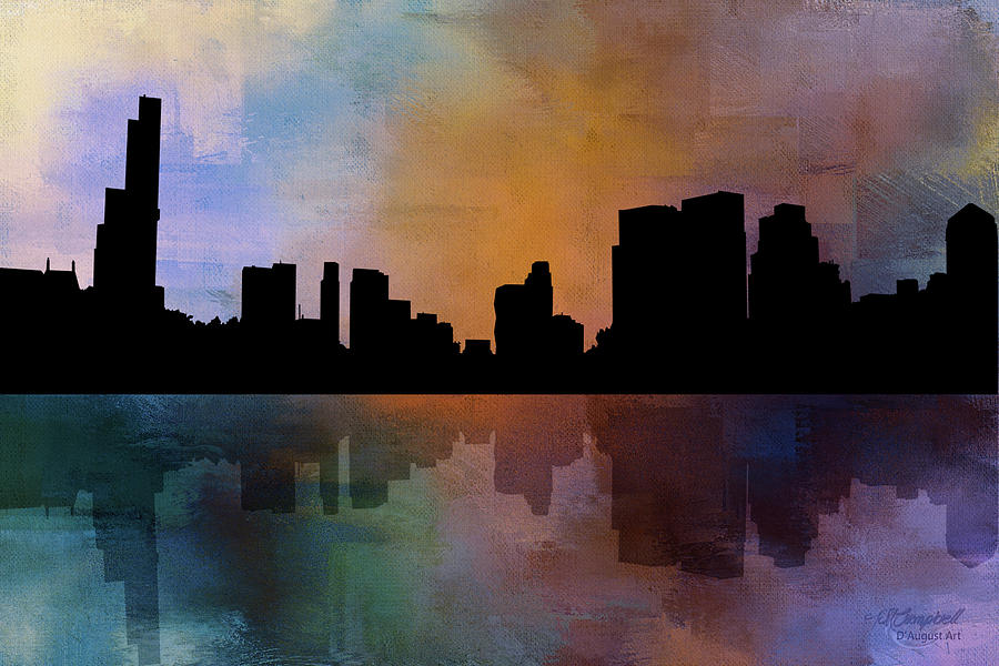City Skyline Reflections Digital Art
