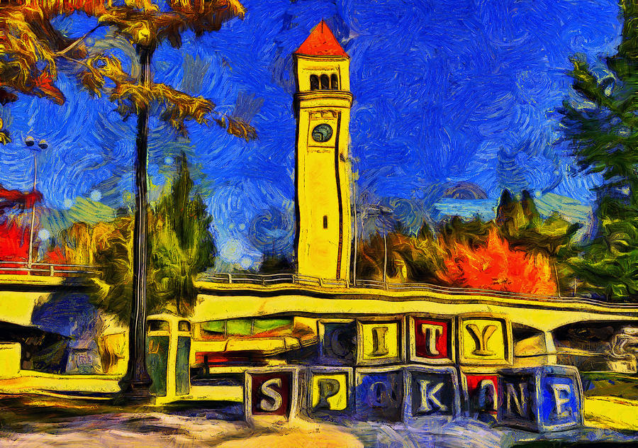 Spokane Digital Art - City Spokane - Riverfront Park by Mark Kiver