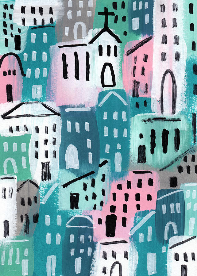 City Stories- Church On The Hill Painting by Linda Woods City Stories- Church On The Hill Painting by Linda Woods