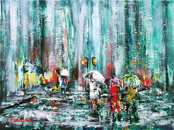 Abstract Painting - City Storm by Claude Marshall