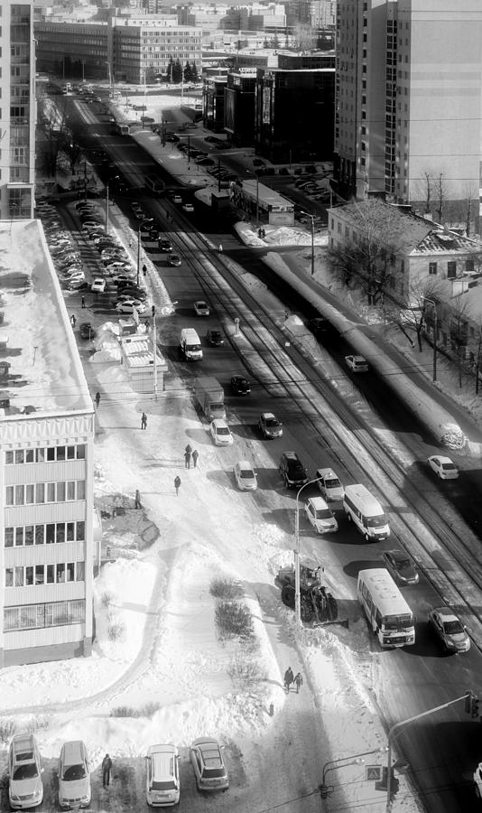 City Street in Monochrome Aerial View Photograph by John Williams