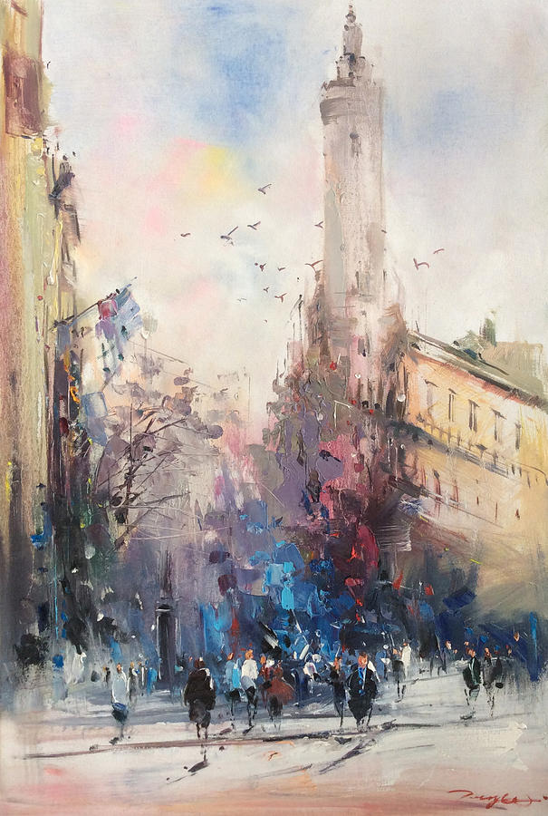 Abstract Painting - City Street by Teng