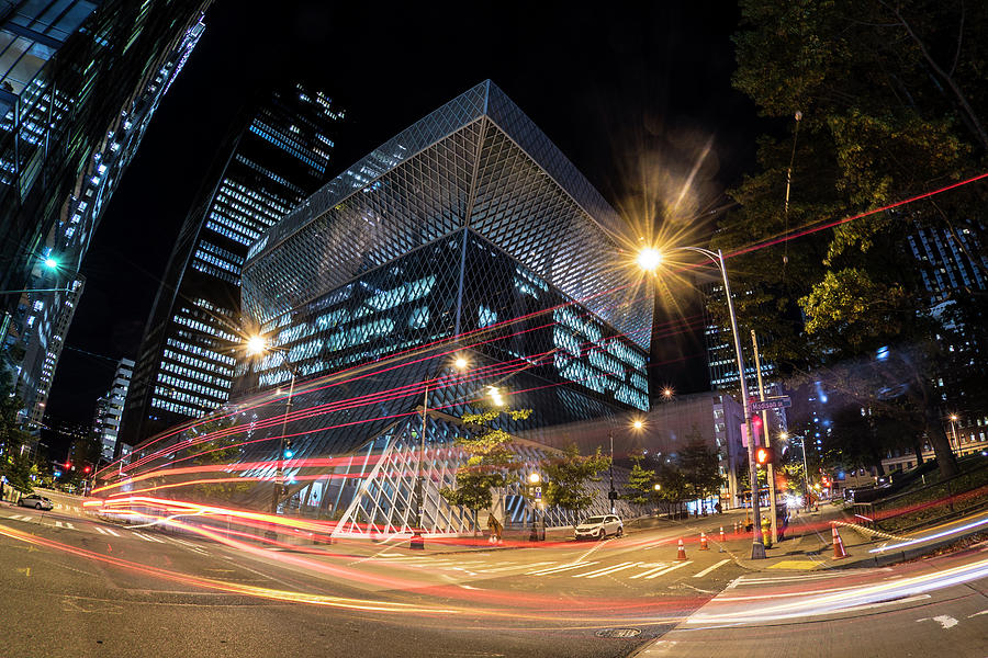City Streets and the Seattle Central Library Photograph by Matt McDonald