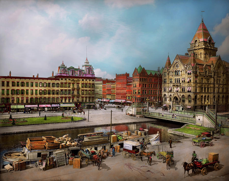 City - Syracuse NY - The Clinton Square Canal 1905 Photograph by Mike Savad