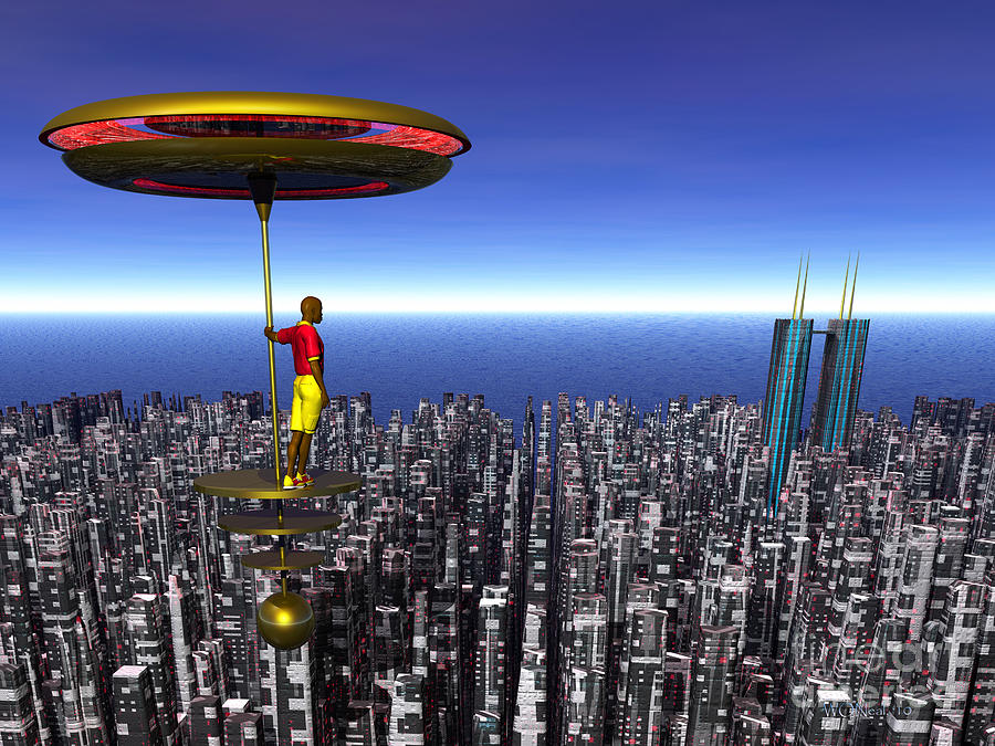 Science Fiction Digital Art - City Transit, 2137 c. e. by Walter Neal