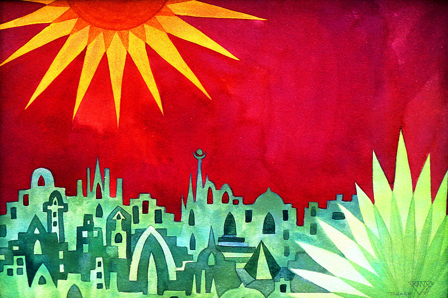 City under a Red Sky Painting by Jennifer Baird City under a Red Sky Painting by Jennifer Baird