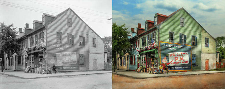 City- VA - C and G Grocery Store 1927 - Side by Side Photograph by Mike Savad