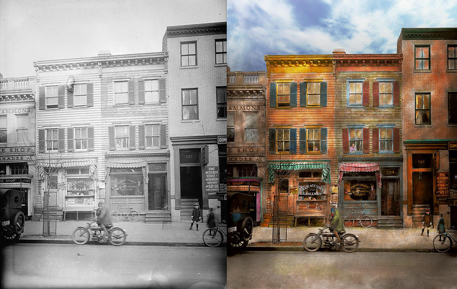 City -  Washington DC  - Ghosts of the past 1925 - Side by Side Photograph by Mike Savad