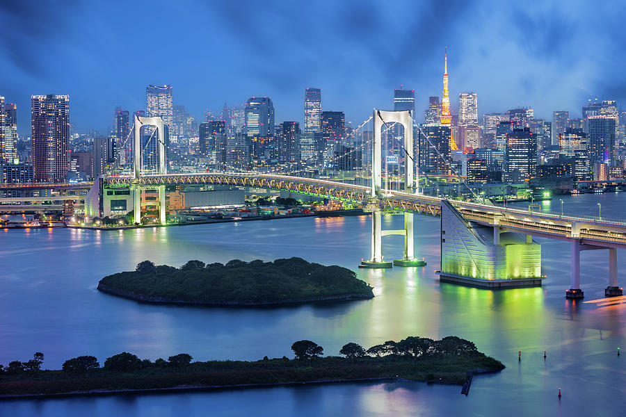 Cityscape At The Rainbow Bridge Tokyo Japan Photograph By Gheorghi Pentchev