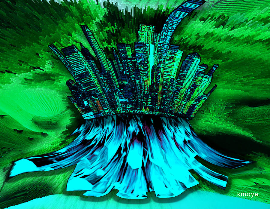 Cityscape Blue Digital Art by Kanisha Moye