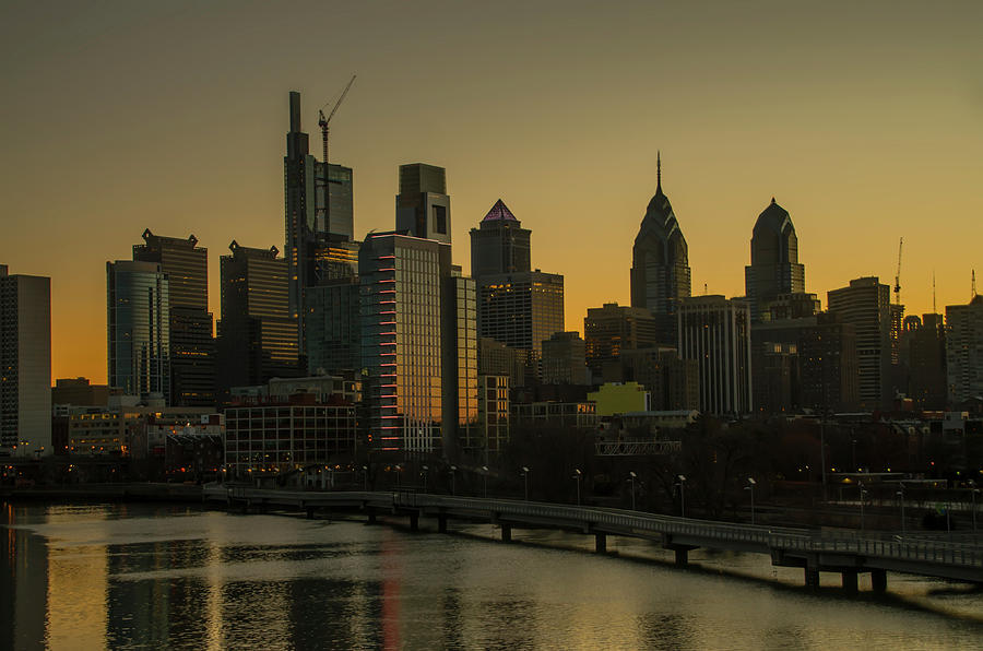 Cityscape Just Before Dawn - Philadelphia Photograph by Bill Cannon