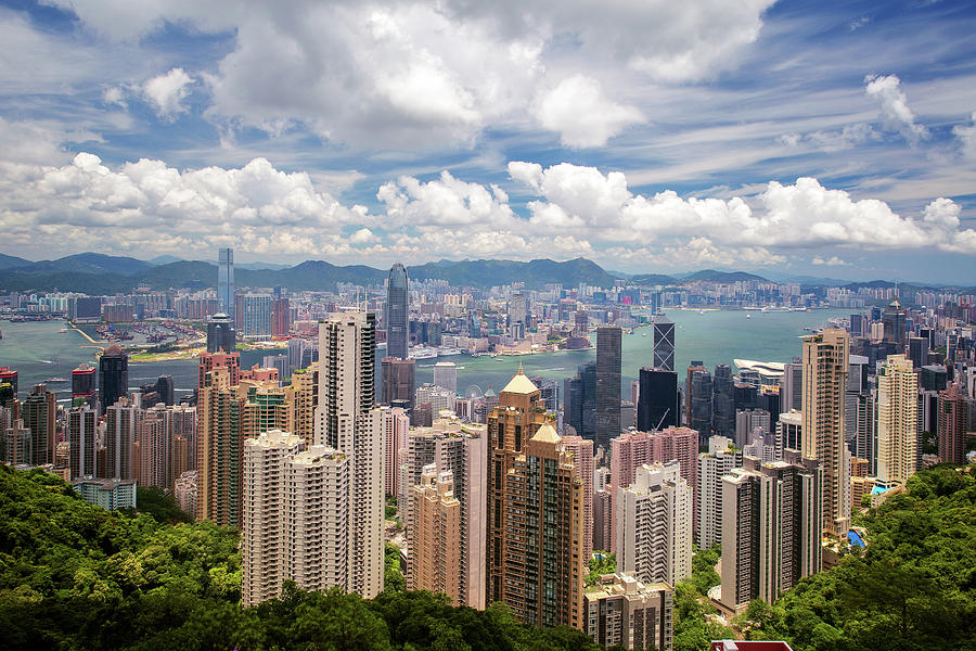 Cityscape of Hongkong city skyline from Victoria peak Photograph by Anek Suwannaphoom