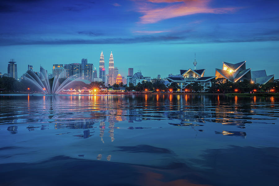 Cityscape of park in the Kuala lumpur city with twin tower background Photograph by Anek Suwannaphoom