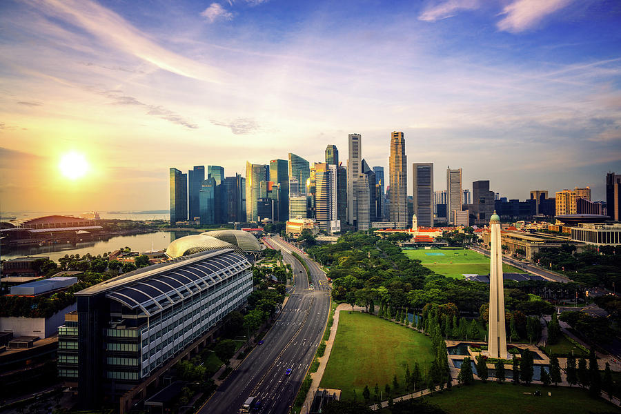 cityscape of Singapore city and business center Photograph by Anek Suwannaphoom
