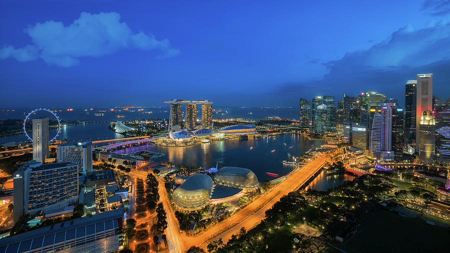 Cityscape of Singapore city,  Photograph by Anek Suwannaphoom