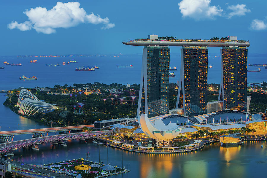 Cityscape of Singapore city, Singapore Photograph by Anek Suwannaphoom