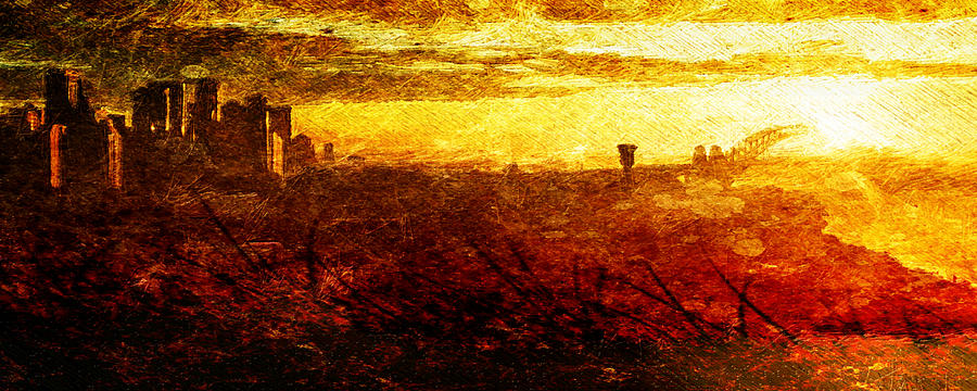 Cityscape Sunset Digital Art by Andrea Barbieri