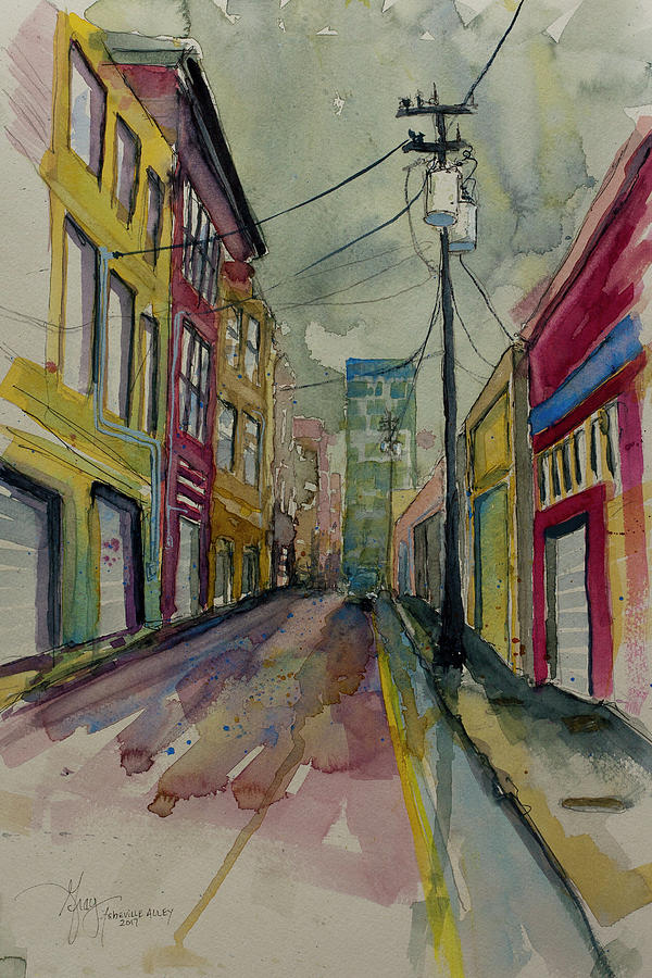 Cityscape Urbanscape Asheville Alley Painting by Gray Artus