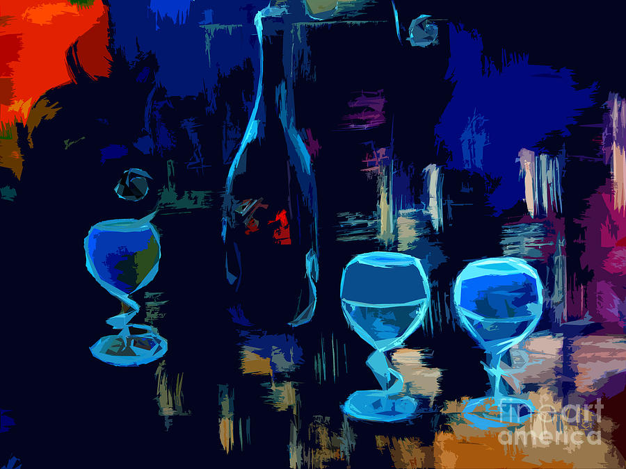 Cityscape Wine Pop Art Painting by Lisa Kaiser