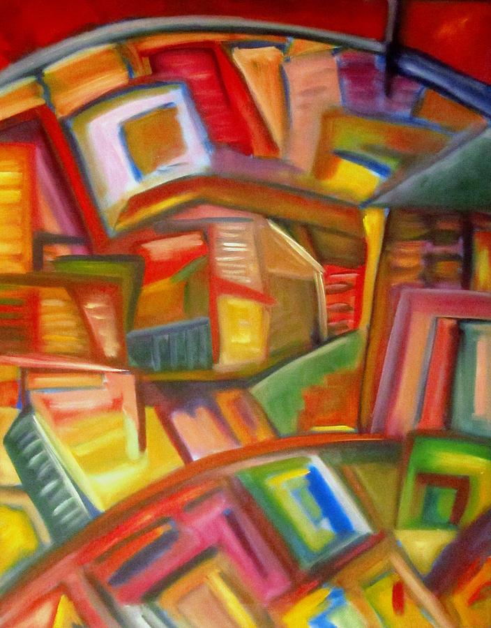 Abstract Cityscape Painting - Citystack by Patricia Cleasby