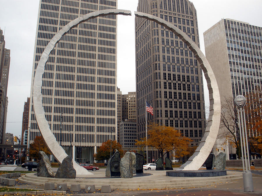 Detroit Photograph - Civic Center Sculpture by Dawn Flannery
