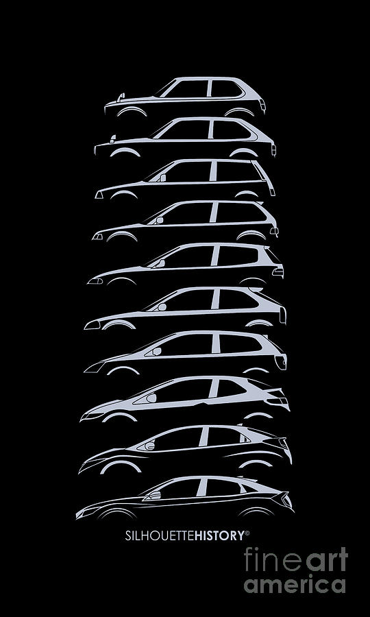Car Digital Art - Civil Hatch 3D SilhouetteHistory by Gabor Vida