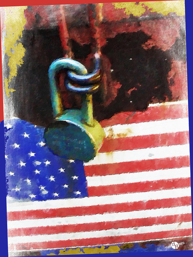 Civil Rights And Wrongs Home Land Security Flag And Lock 2 Painting by Tony Rubino