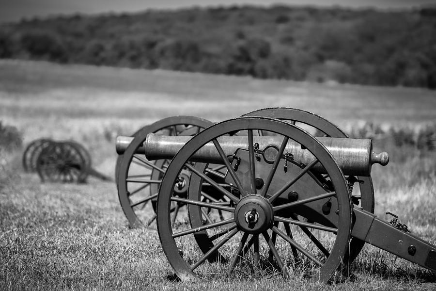 Civil War Artillery in black and white Photograph by James Barber