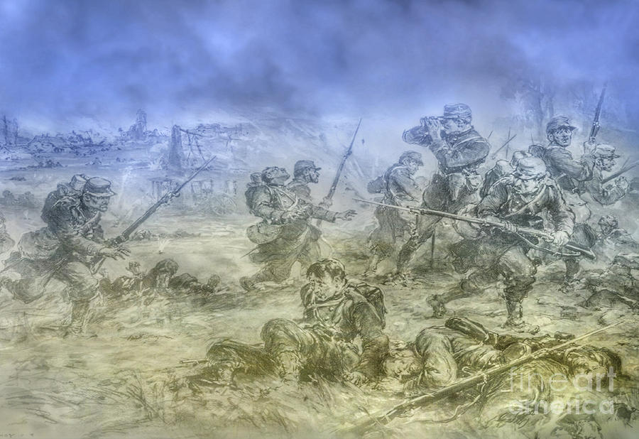 Civil War Battle Sketch Digital Art by Randy Steele