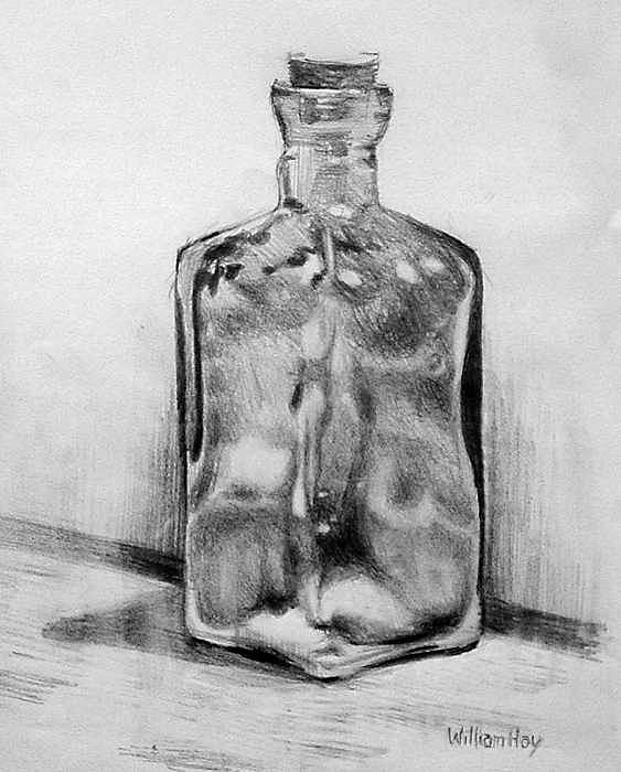 Civil War Bottle Drawing by William Hay
