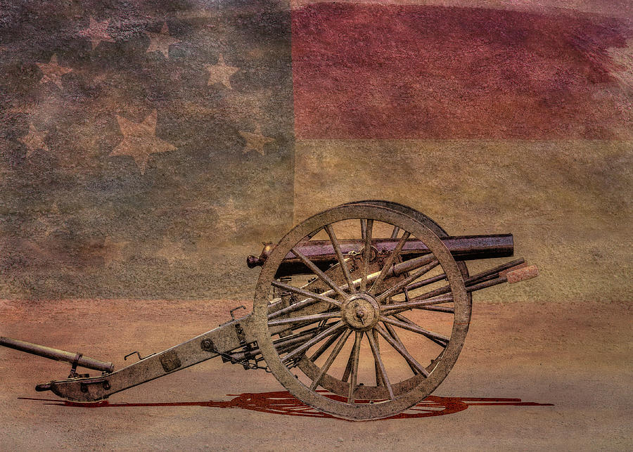 Civil War Cannon on Flag Digital Art by Randy Steele