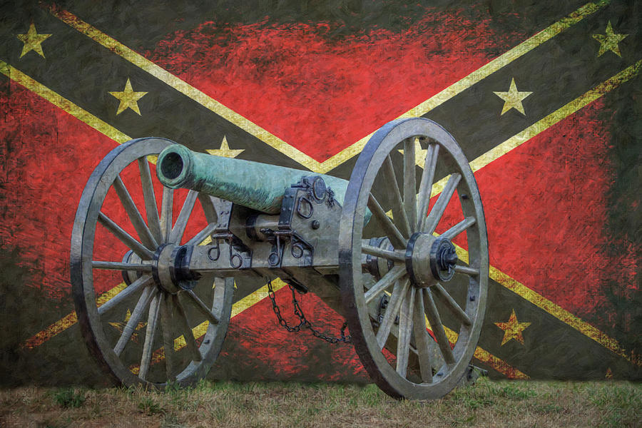 Gettysburg National Park Digital Art - Civil War Cannon Rebel Flag by Randy Steele