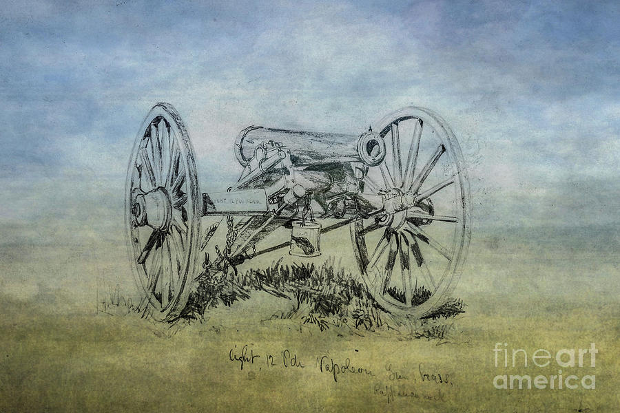 Civil War Cannon Sketch  Digital Art by Randy Steele