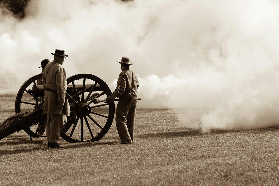 Civil War Era Cannon Firing Photograph