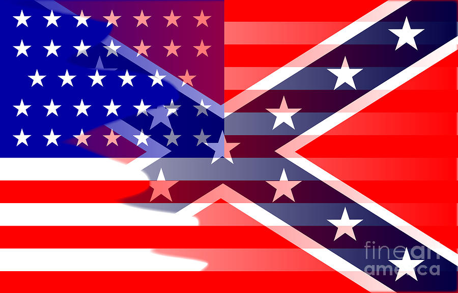 Civil War Flag Blend Digital Art by Bigalbaloo Stock