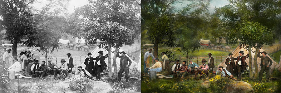 Flower Photograph - Civil War - Gettysburg camp of Captain Huft 1865 Side by Side by Mike Savad