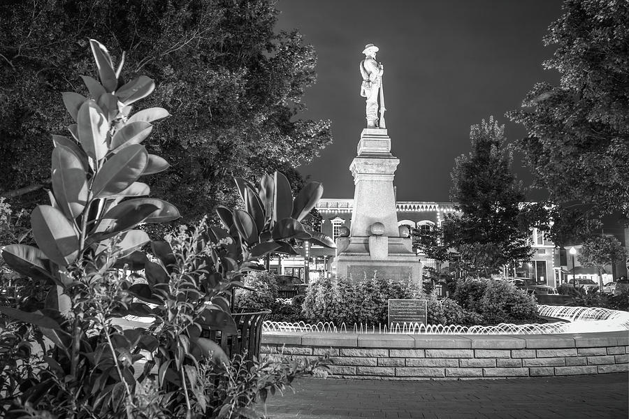 Black And White Photograph - Civil War Memories - Downtown Bentonville Square - Black and White by Gregory Ballos